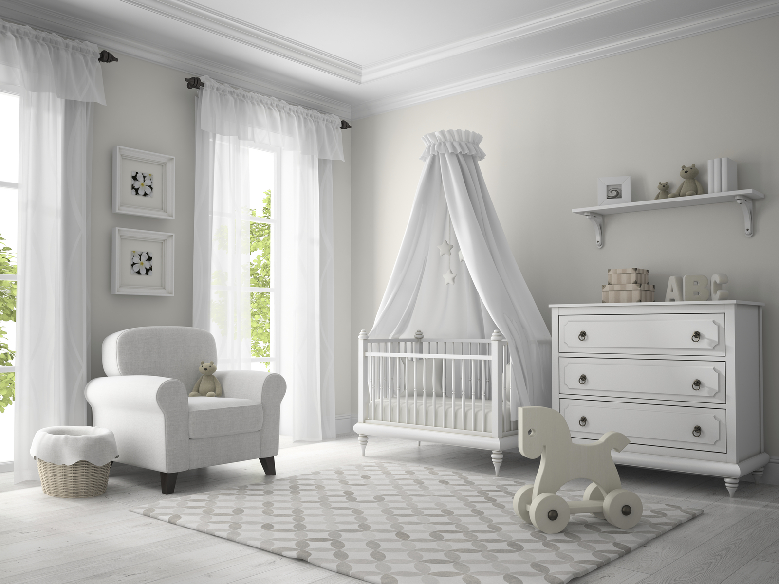 Classic children room with white palette.