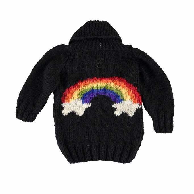 Shawl Collar Rainbow Sweater